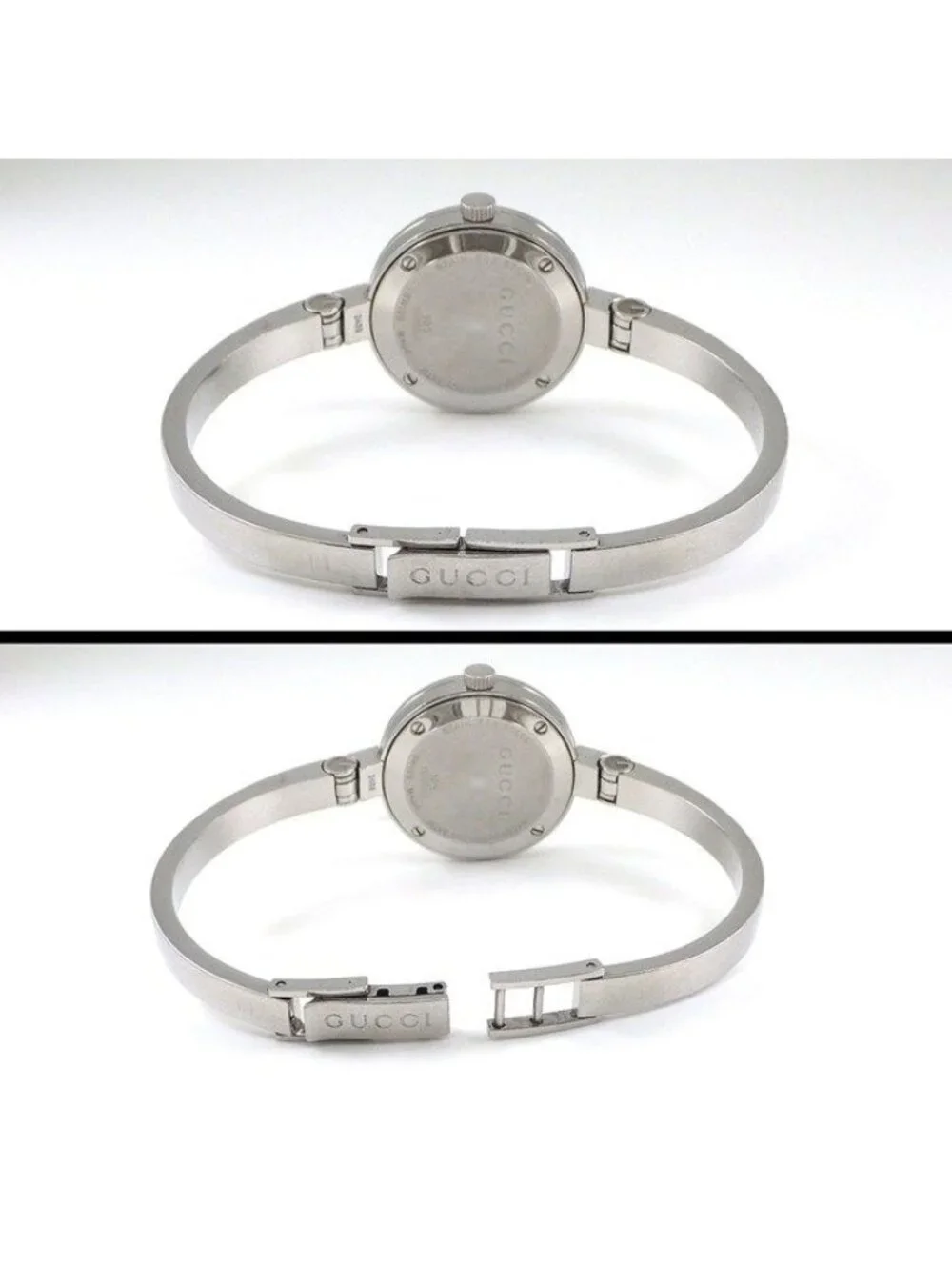 Gucci Watch Bangle Round 105 Sunray Silver Dial SS Quartz Analog
